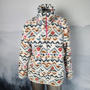 Eddie Bauer "Vanilla Aztec" Ultra Soft Southwest 1/4 Zip Sweater | Women's Med